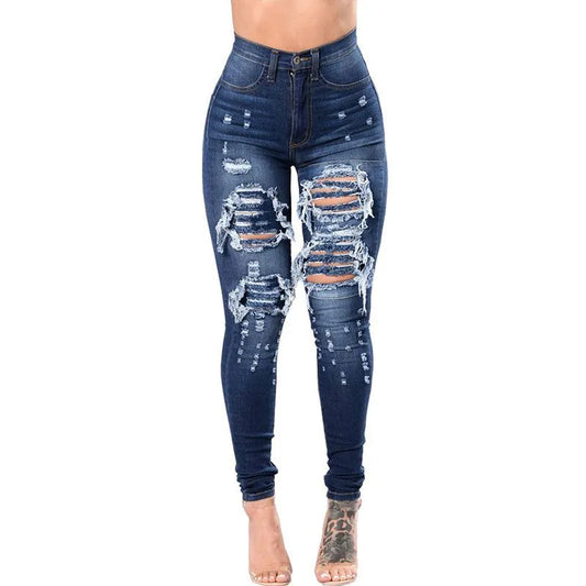 High Waist Ripped Pencil Skinny Jeans